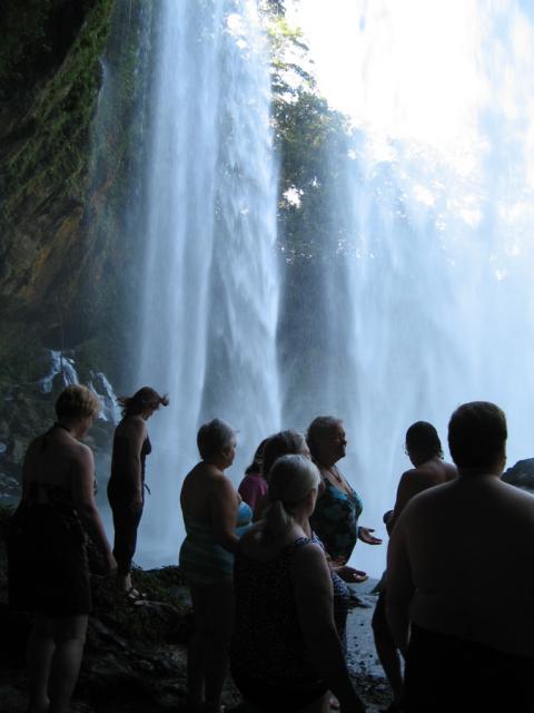 In preparation for our ceremony at Misol Ha waterfalls